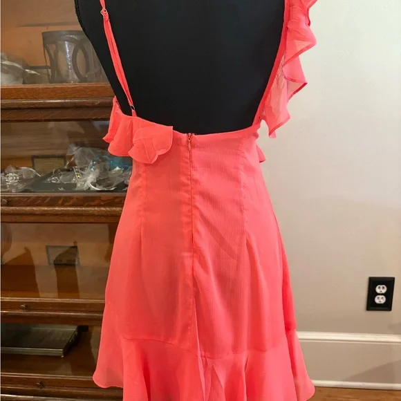 Lulu's Vibrant Coral Ruffle Mini Dress - Picture 5 of 5